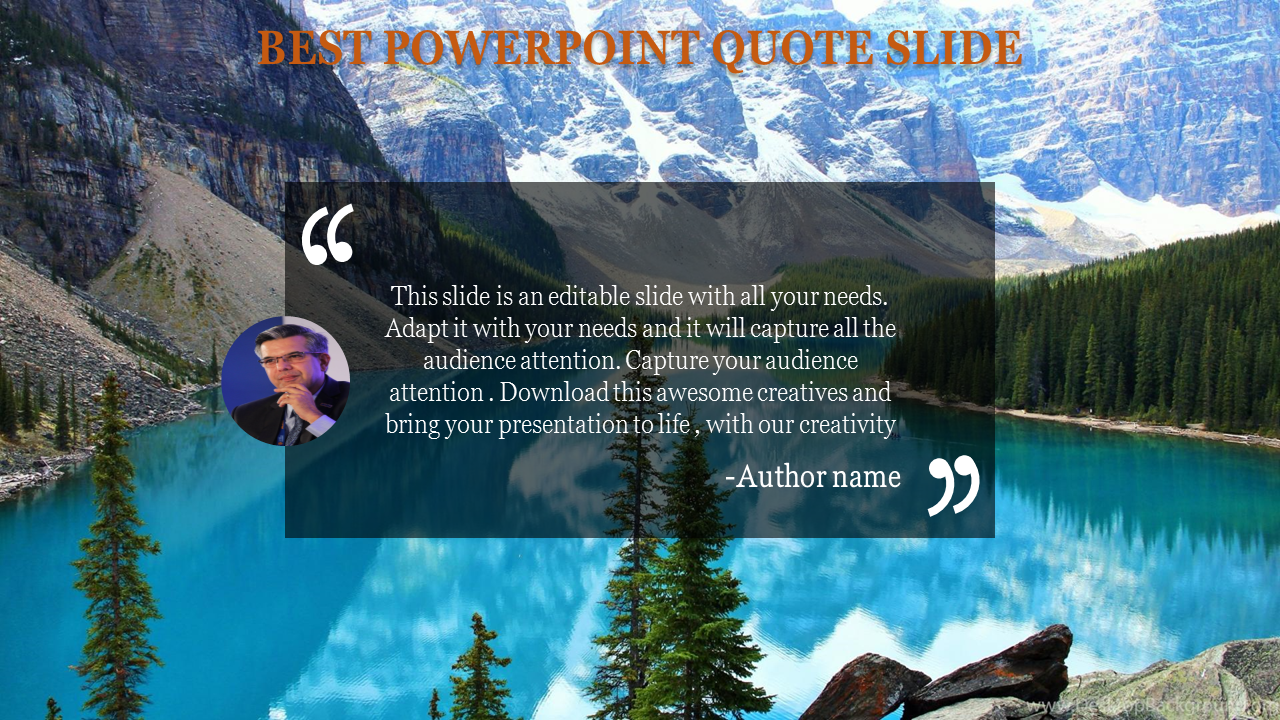 PowerPoint Quote slide with background picture for PPT and Google Slides